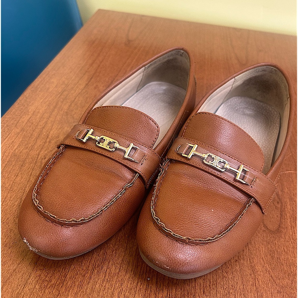 Brown Women’s Loafers Gold Buckle